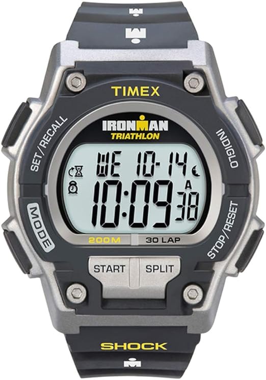Timex Relógio masculino Ironman Endure 30 Shock 42 mm, Preto/Amarelo, Timex Relógio Ironman Endure 30 Shock em tamanho real 